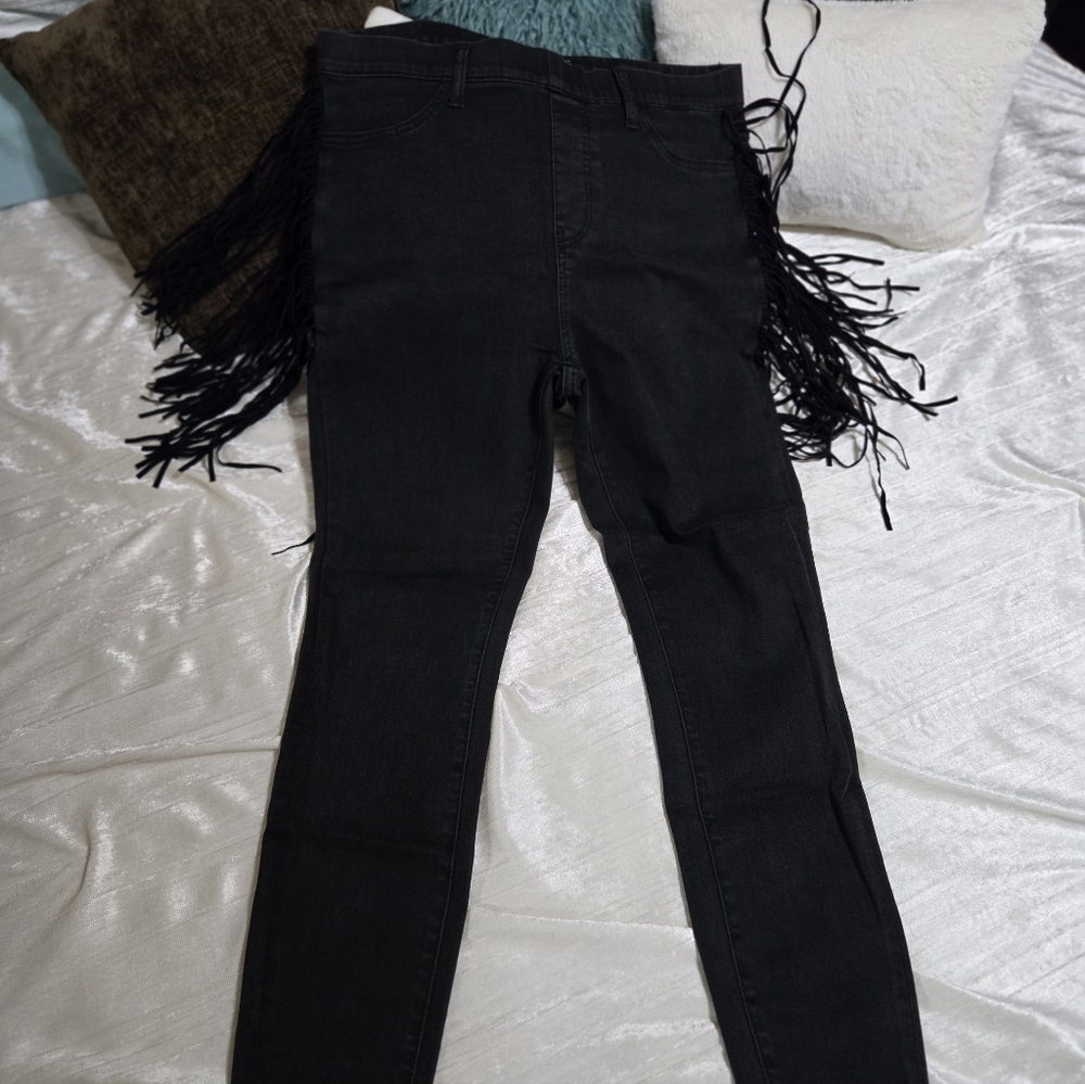 Judy Blue Side Fringe Skinny Pull On Jeans Size 15 EUC.